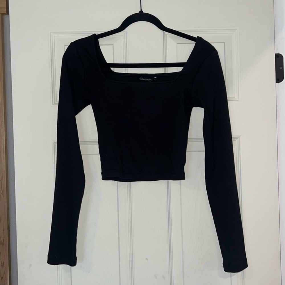 Urban Outfitters cropped, ribbed, square-ish neck, long sleeve